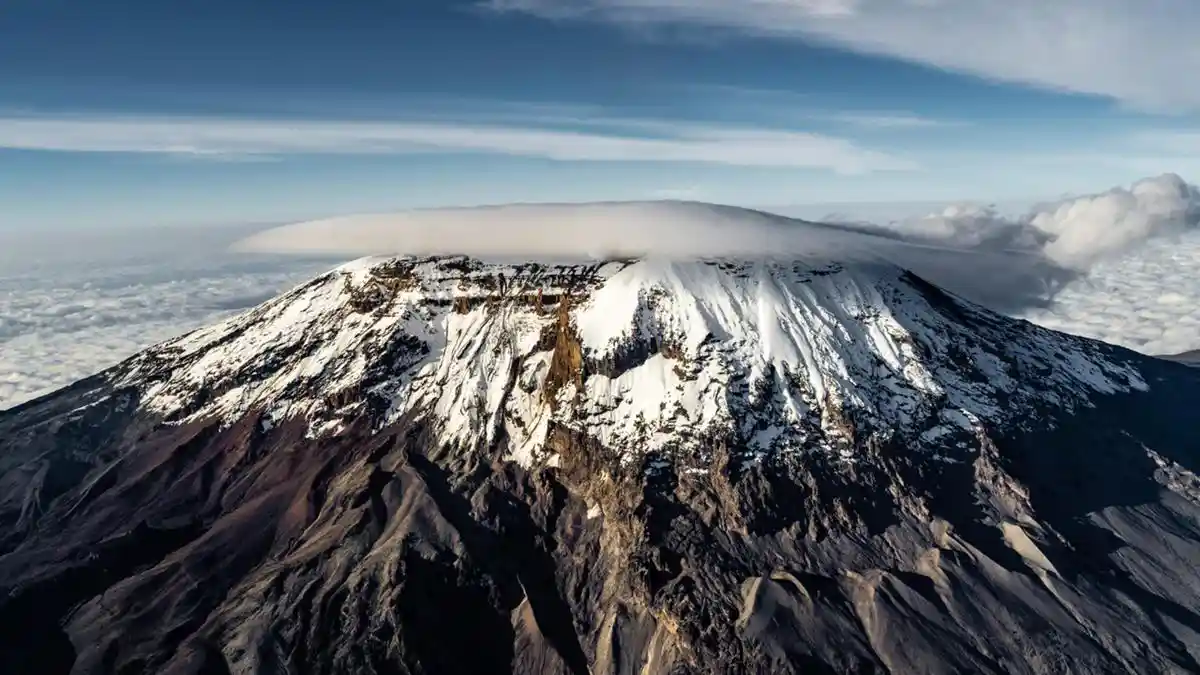 The iconic Mount Kilimanjaro, towering over Kilimanjaro National Park.